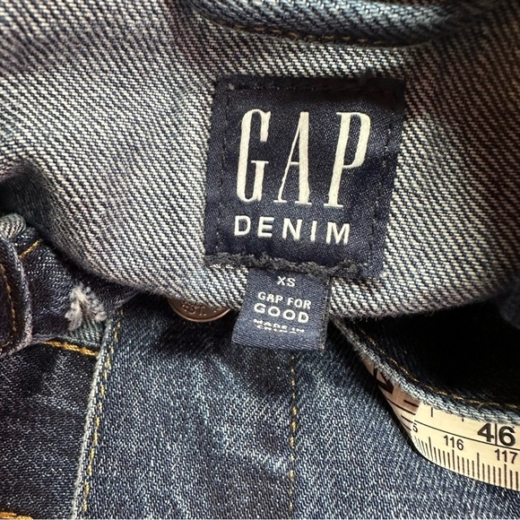 GAP Blue Trucker denim Jean Jacket Contrasting Stitching sz XS icon JKT cotton - Picture 6 of 8